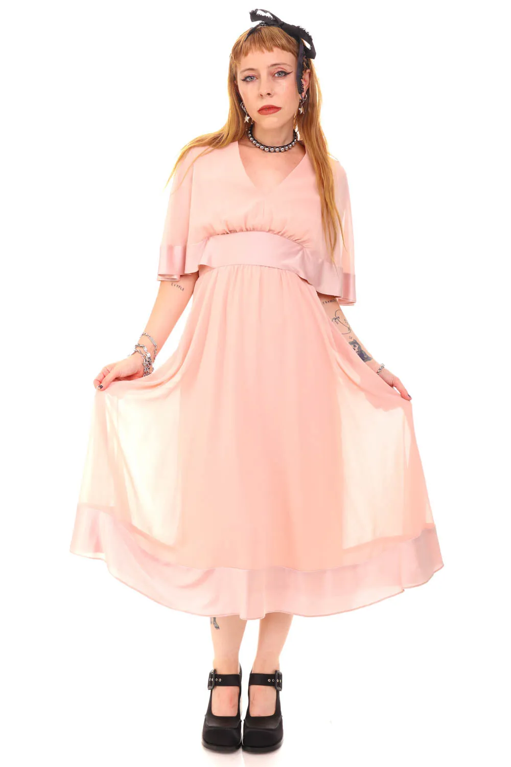 Vintage 80's Carrie Pale Pink Dress - S sold by Tunnel Vision product image thumbnail 2
