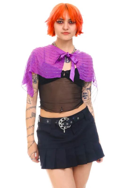 Vintage Y2K BEBE Lavender Beaded Shawl sold by Tunnel Vision