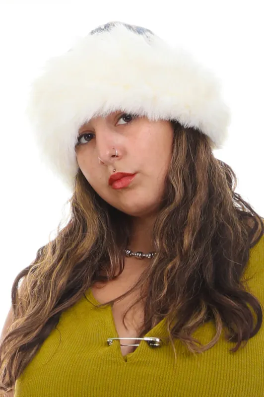 Vintage Y2K White Fur Winterland Knit Hat sold by Tunnel Vision
