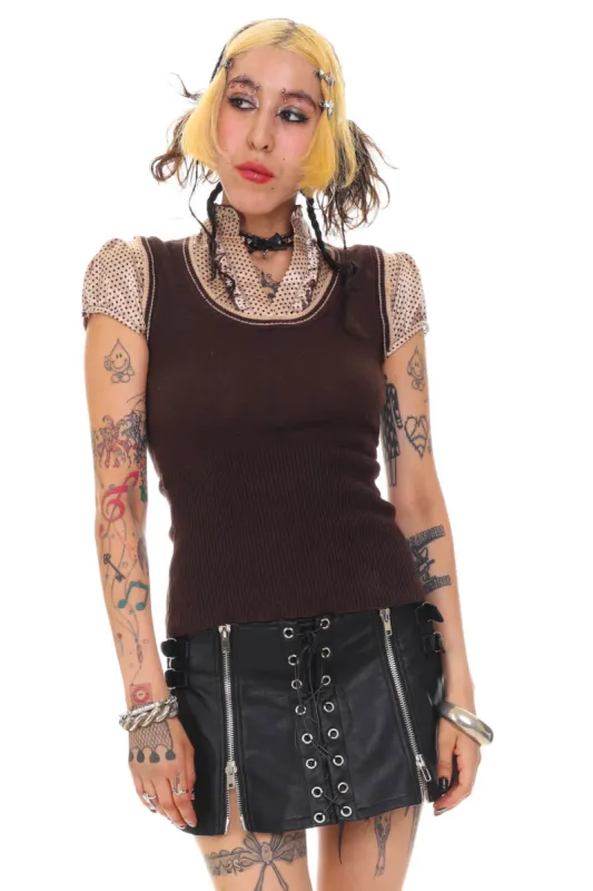 Vintage Y2K Blair Polka Dot Top - S/M sold by Tunnel Vision