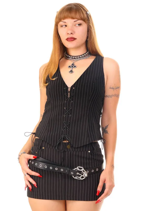 Evie Pinstripe Lace-Up Top sold by Tunnel Vision product image thumbnail 3