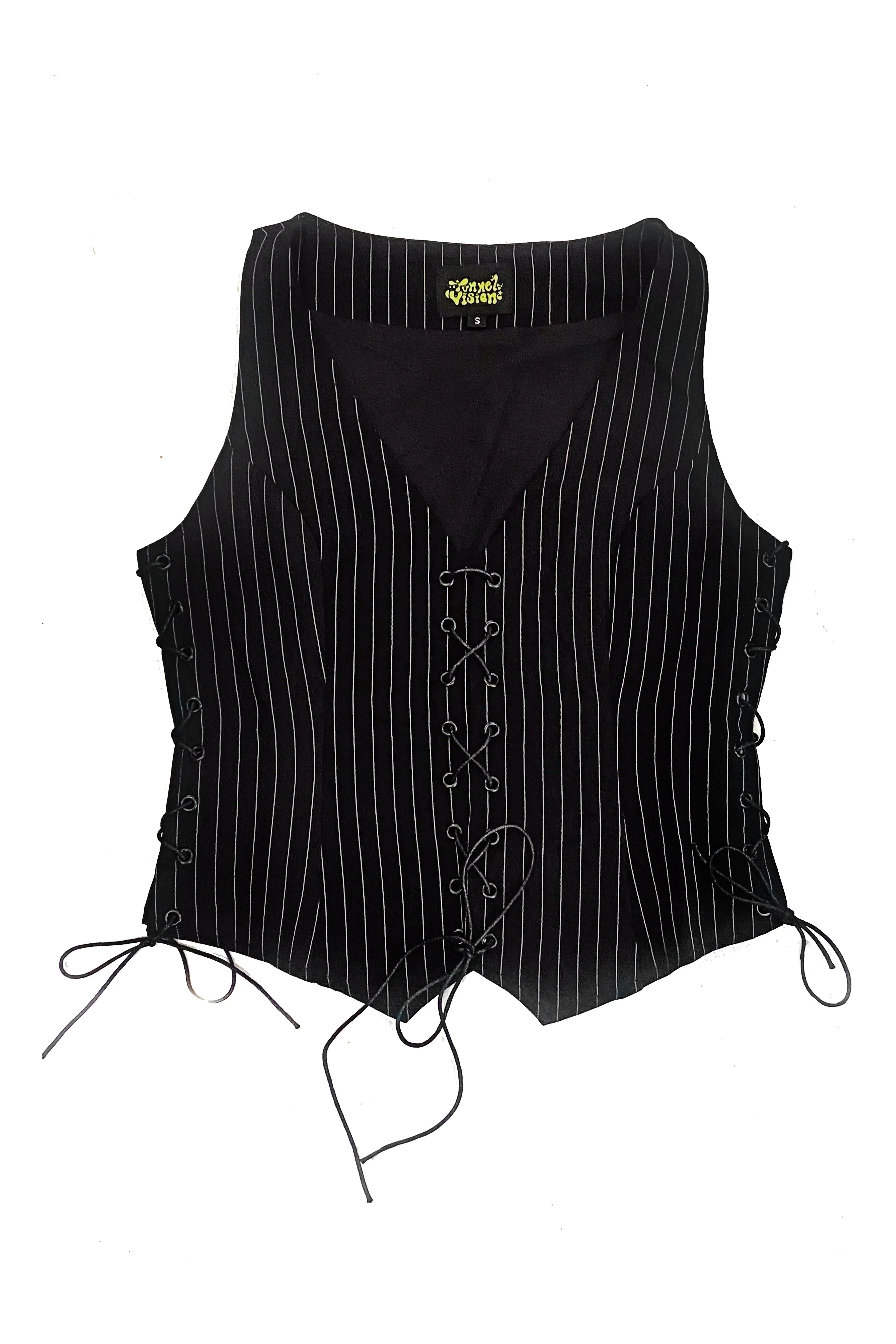 Evie Pinstripe Lace-Up Top sold by Tunnel Vision