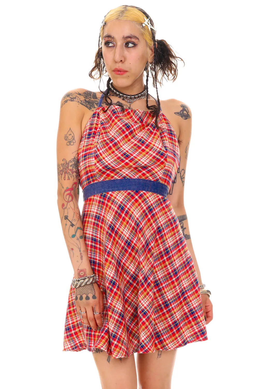 Vintage 70's Sweet Plaid Halter Wrap Dress - M sold by Tunnel Vision product image thumbnail 2