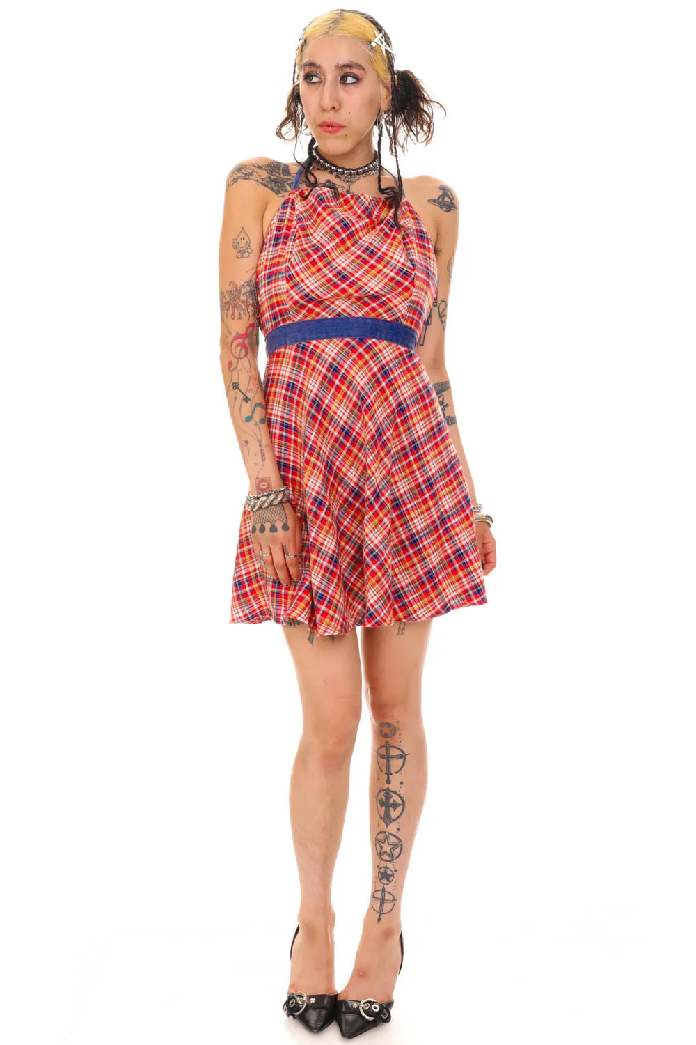 Vintage 70's Sweet Plaid Halter Wrap Dress - M sold by Tunnel Vision product image thumbnail 3