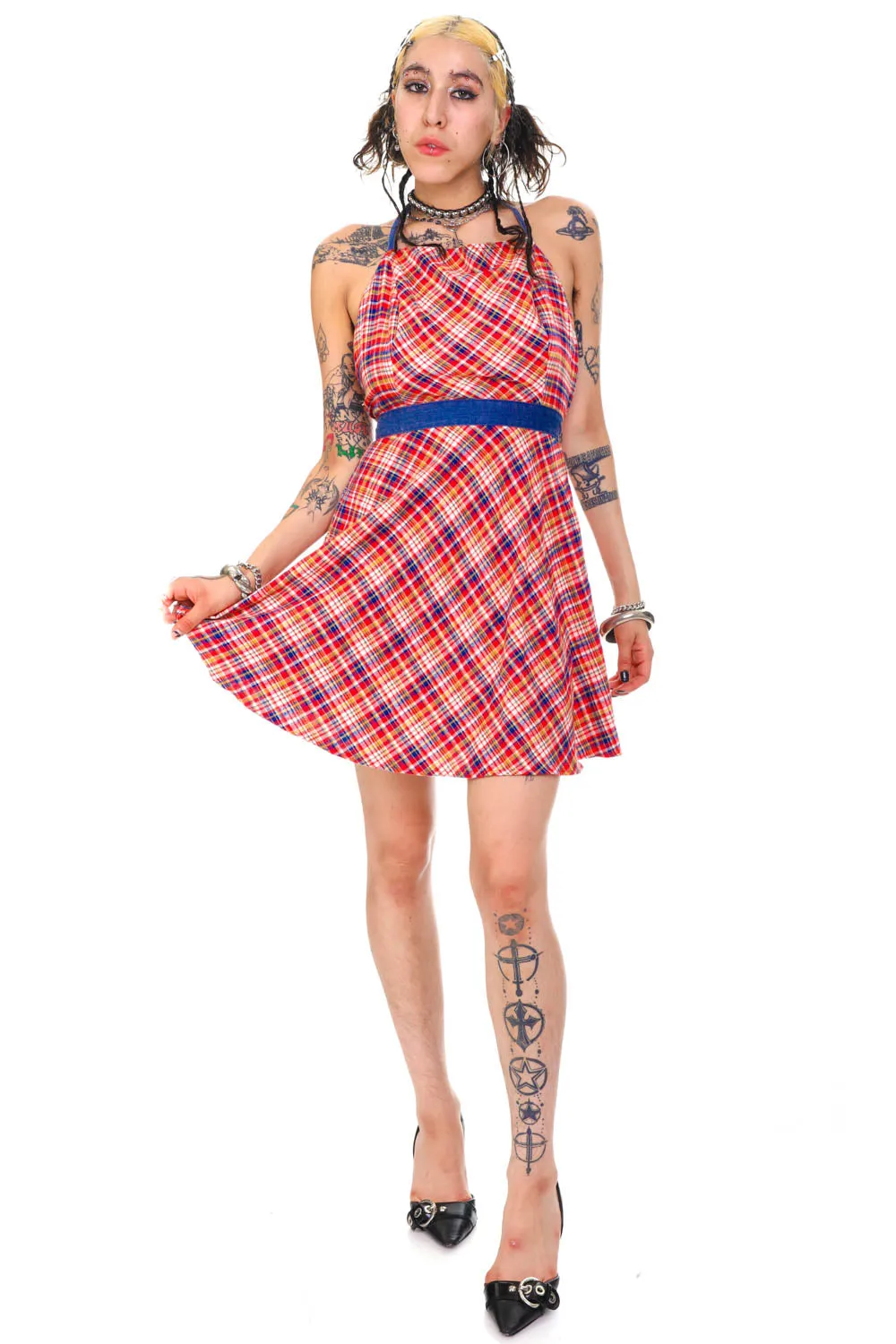 Vintage 70's Sweet Plaid Halter Wrap Dress - M sold by Tunnel Vision