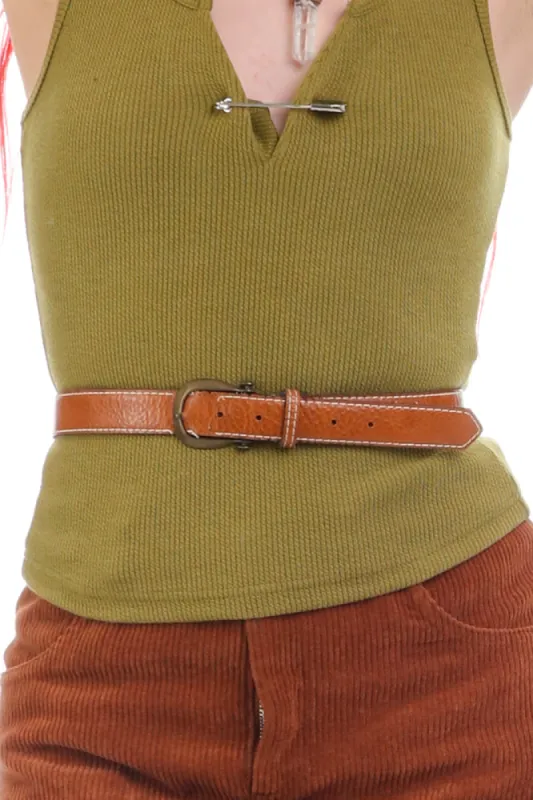 Vintage 80's Toffee Brown Leather Belt - S/M sold by Tunnel Vision