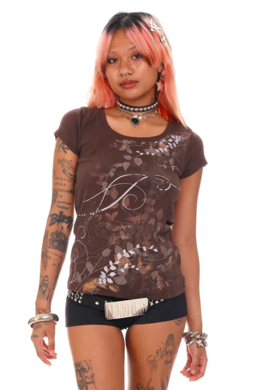 Vintage Y2K Leaves Are Falling Graphic T-Shirt - XS/S sold by Tunnel Vision