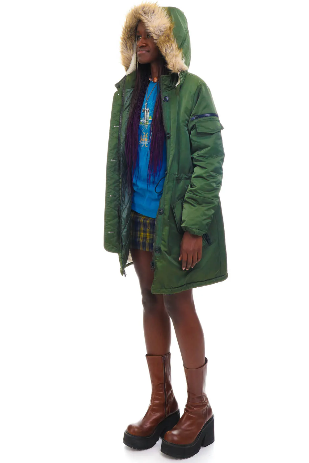 Vintage Y2K Forrest Green Heavy Duty Sherpa Jacket - S/M sold by Tunnel Vision product image thumbnail 4