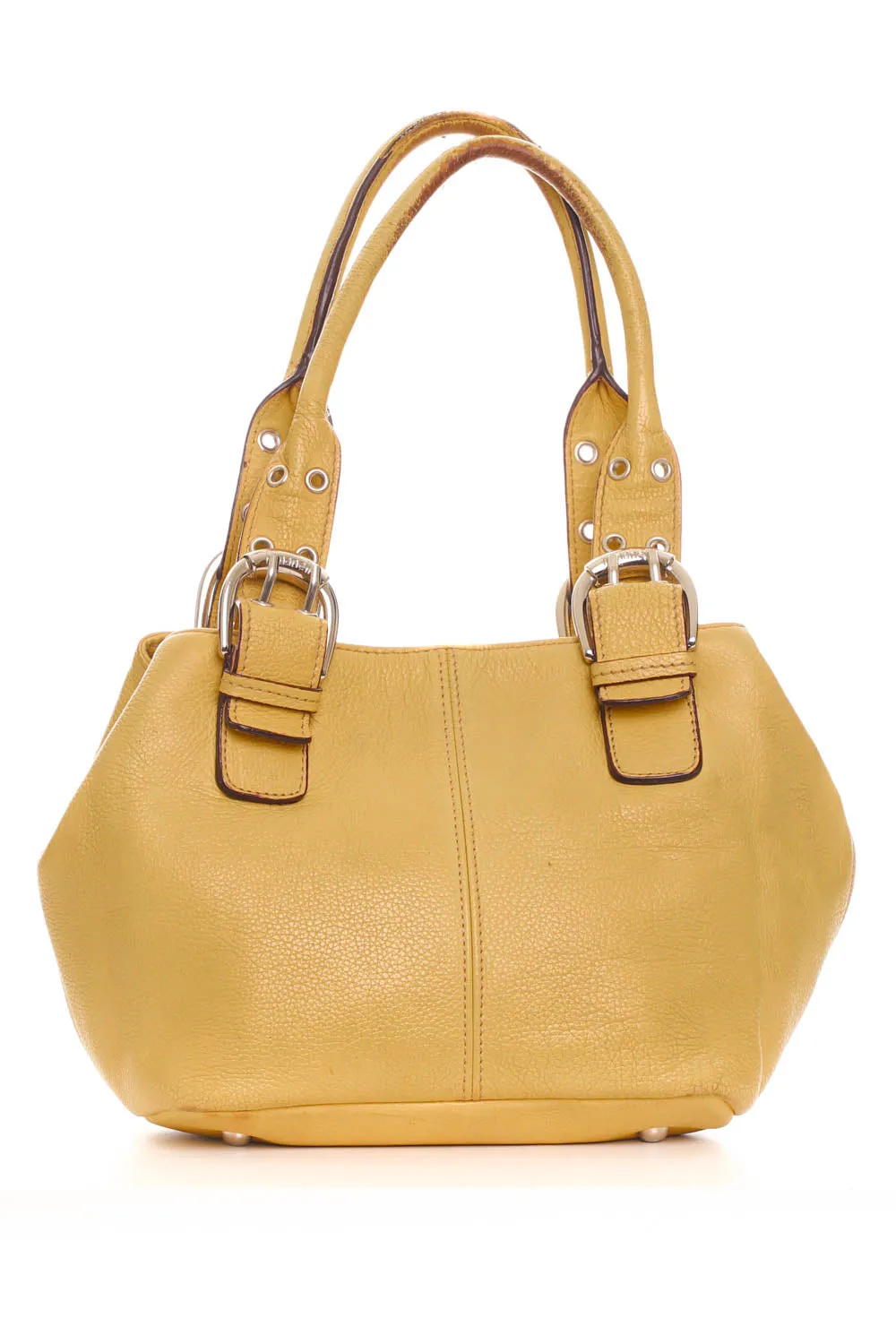Vintage Y2K Mustard Leather Buckle Bag sold by Tunnel Vision