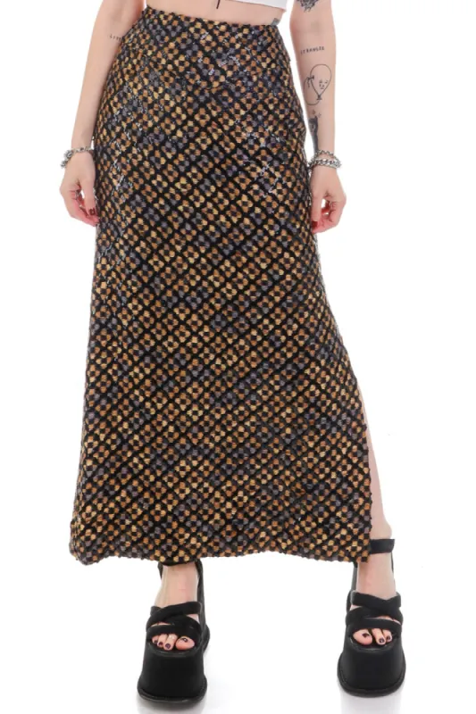 Vintage 80's Art Deco Sequin Maxi Skirt - XXS/XS sold by Tunnel Vision