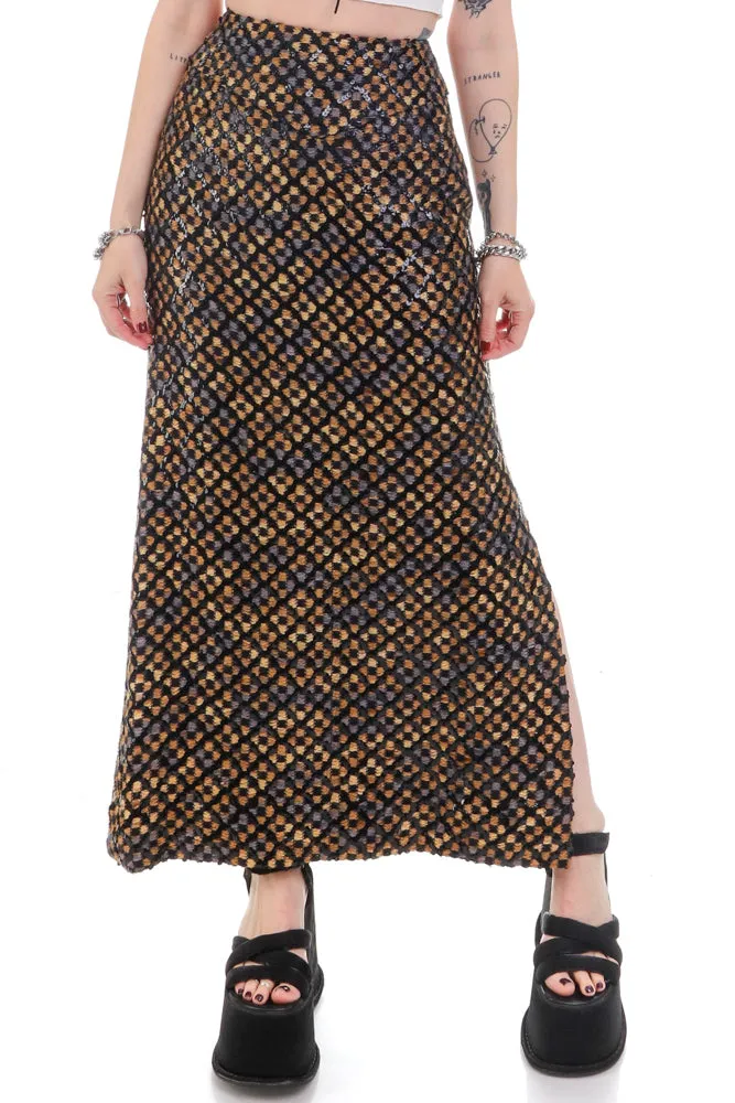 Vintage 80's Art Deco Sequin Maxi Skirt - XXS/XS sold by Tunnel Vision