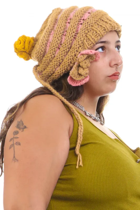 Vintage Flower Power Knitted Beanie sold by Tunnel Vision
