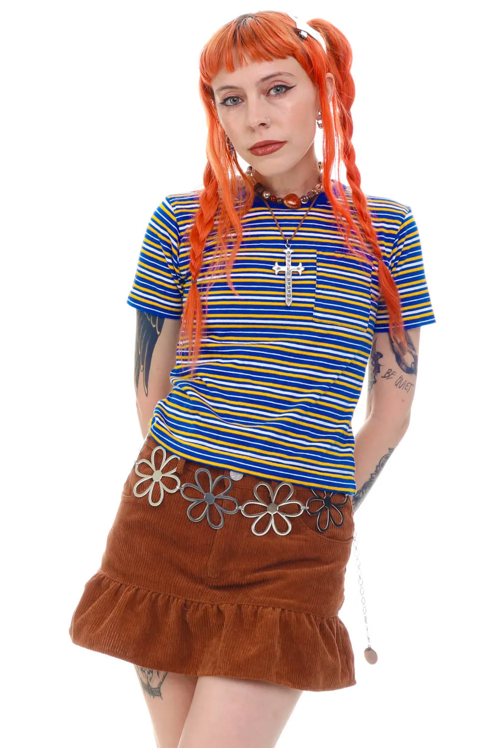 Vintage Y2K Moody Blue Stripe T-Shirt - XS/S sold by Tunnel Vision