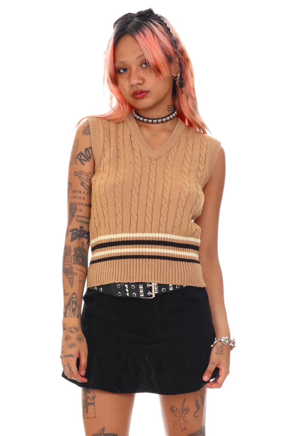 Vintage 70's Ms.International Stripe Sweater vest - S sold by Tunnel Vision