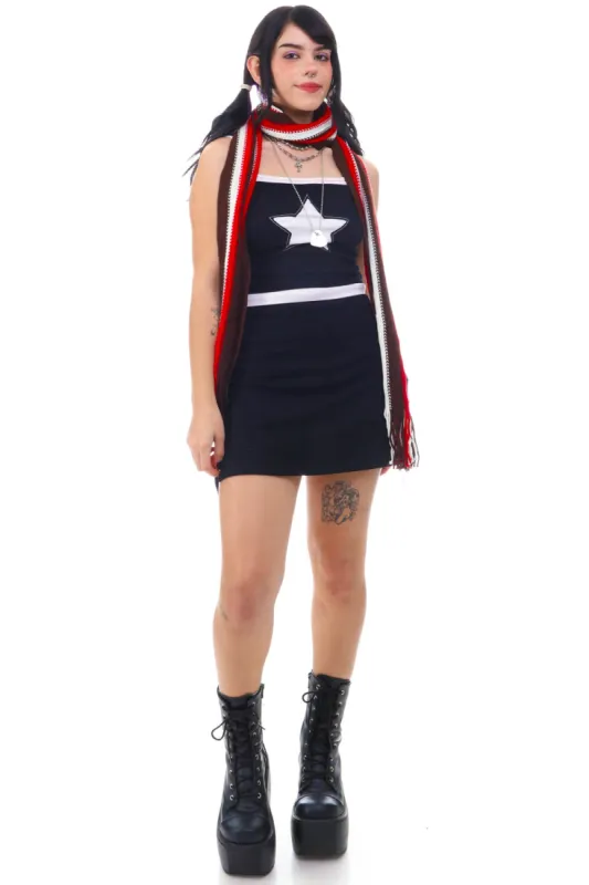 Vintage 90's Brown Stripe Knit Tassle Scarf sold by Tunnel Vision