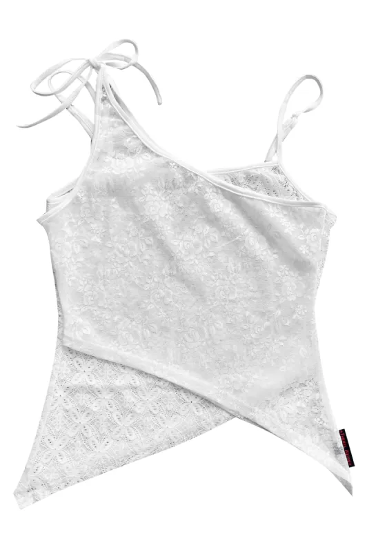 Disco White Lace Criss-Cross Layer Top sold by Tunnel Vision