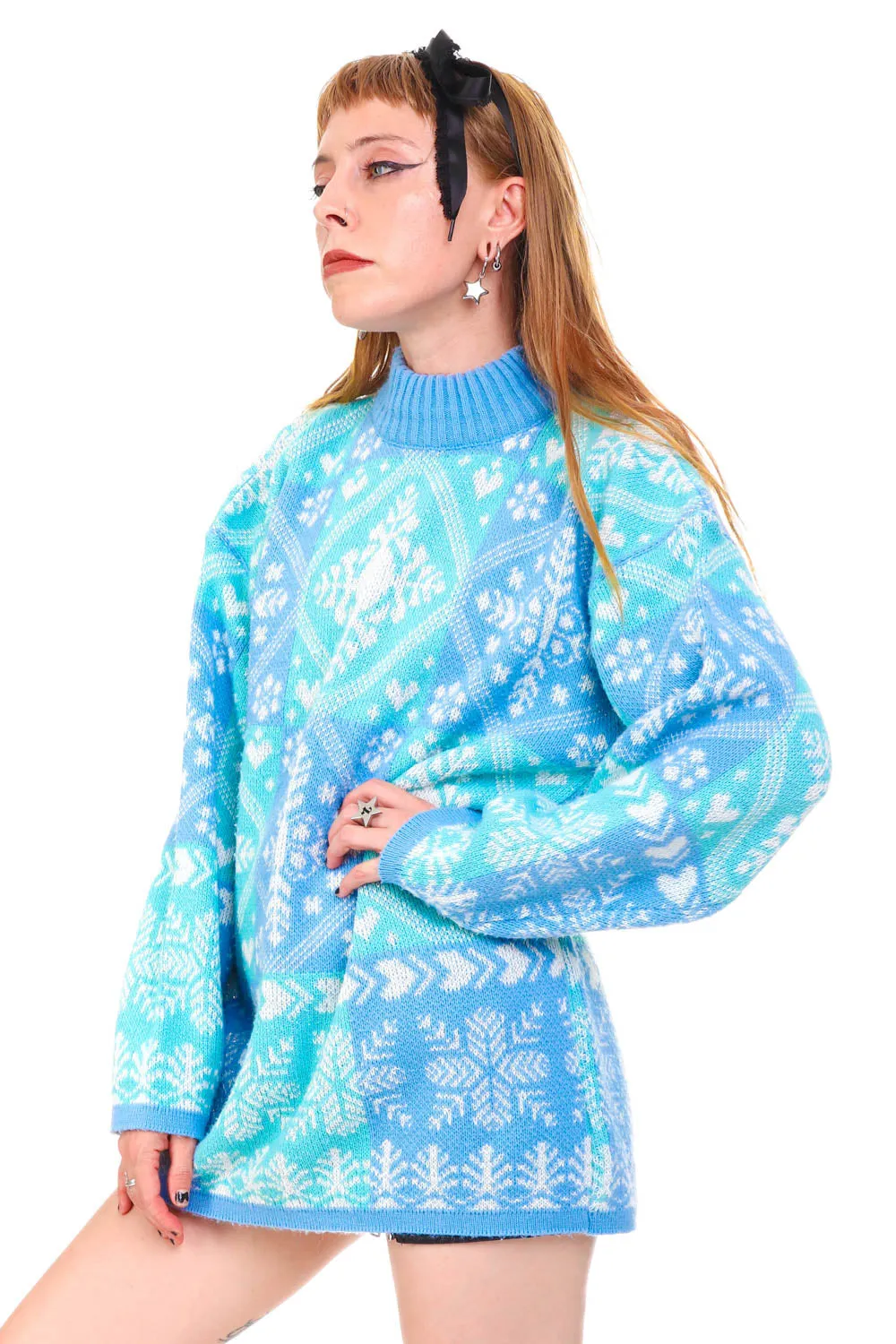 Vintage 80's Pastel Blue Winter Wonderland Sweater - OSFM sold by Tunnel Vision product image thumbnail 4