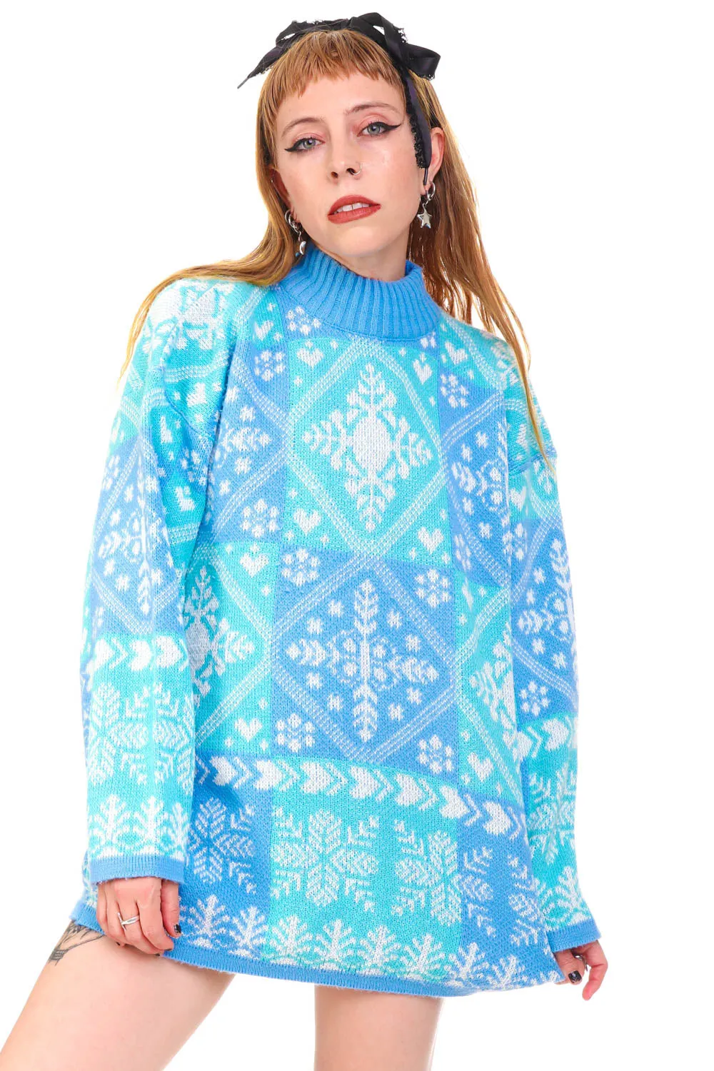Vintage 80's Pastel Blue Winter Wonderland Sweater - OSFM sold by Tunnel Vision product image thumbnail 3
