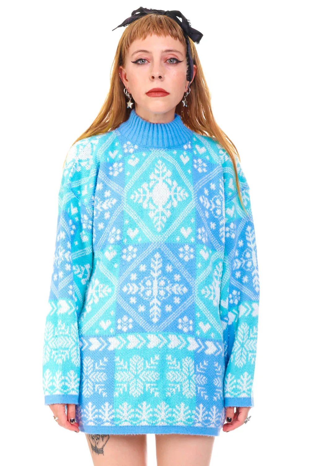 Vintage 80's Pastel Blue Winter Wonderland Sweater - OSFM sold by Tunnel Vision