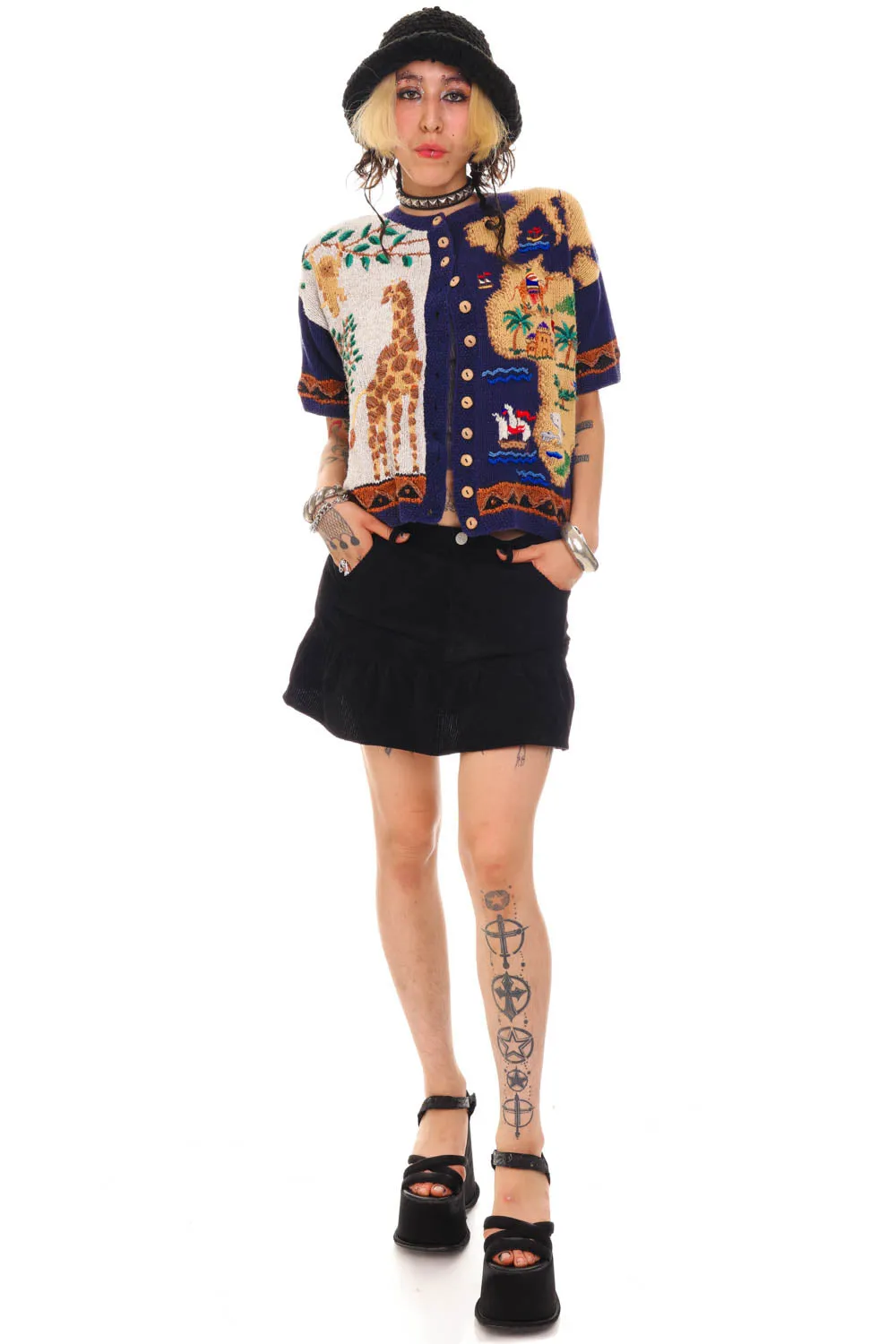 Vintage 90's Animals Across The World Button up Sweater - OSFM sold by Tunnel Vision product image thumbnail 2