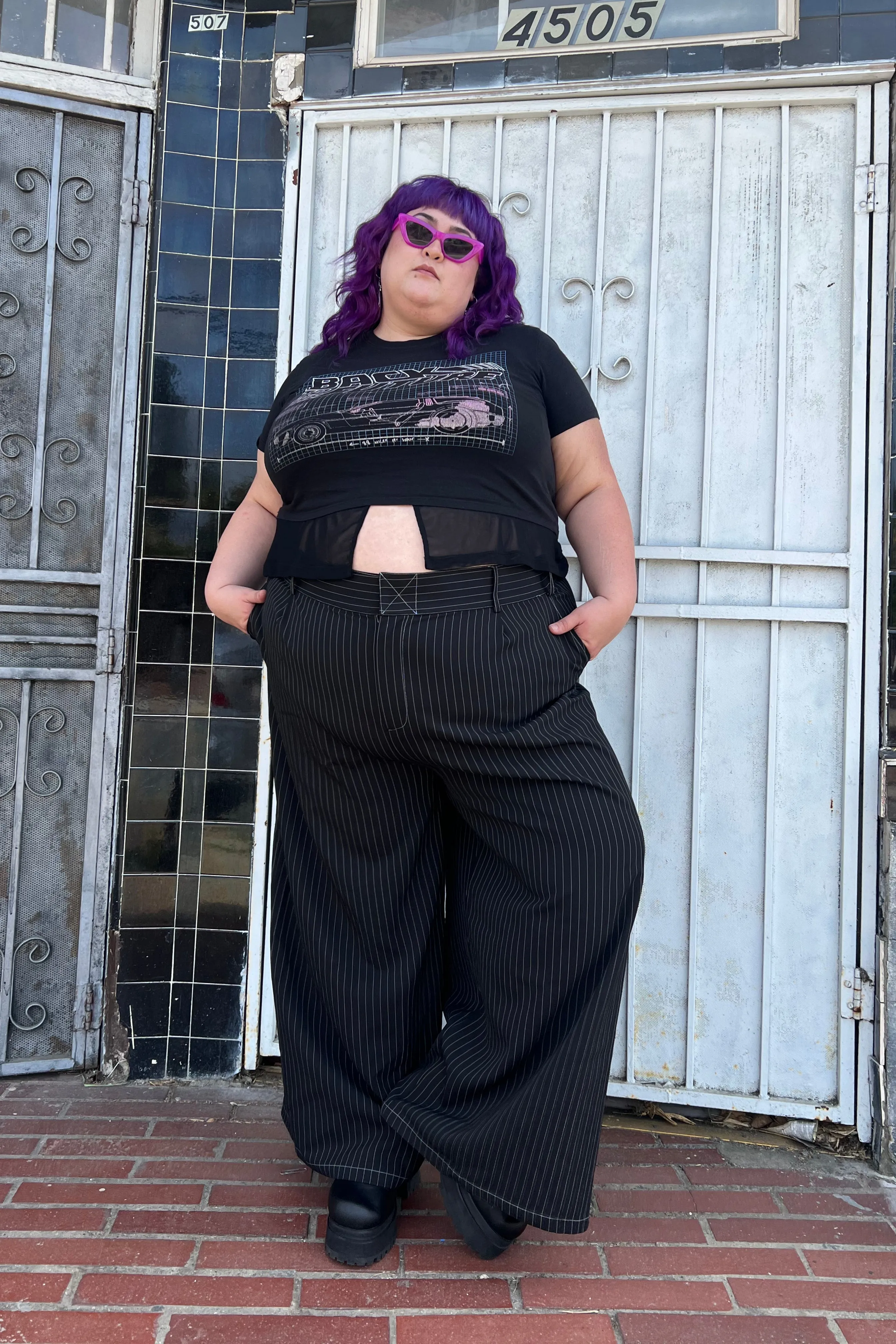 Clerks Pinstripe Wide-Legged Pants sold by Tunnel Vision product image thumbnail 3