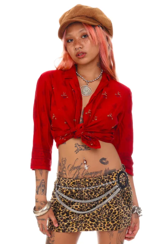Vintage 90's Red Leaves Button Up Shirt - S/M sold by Tunnel Vision