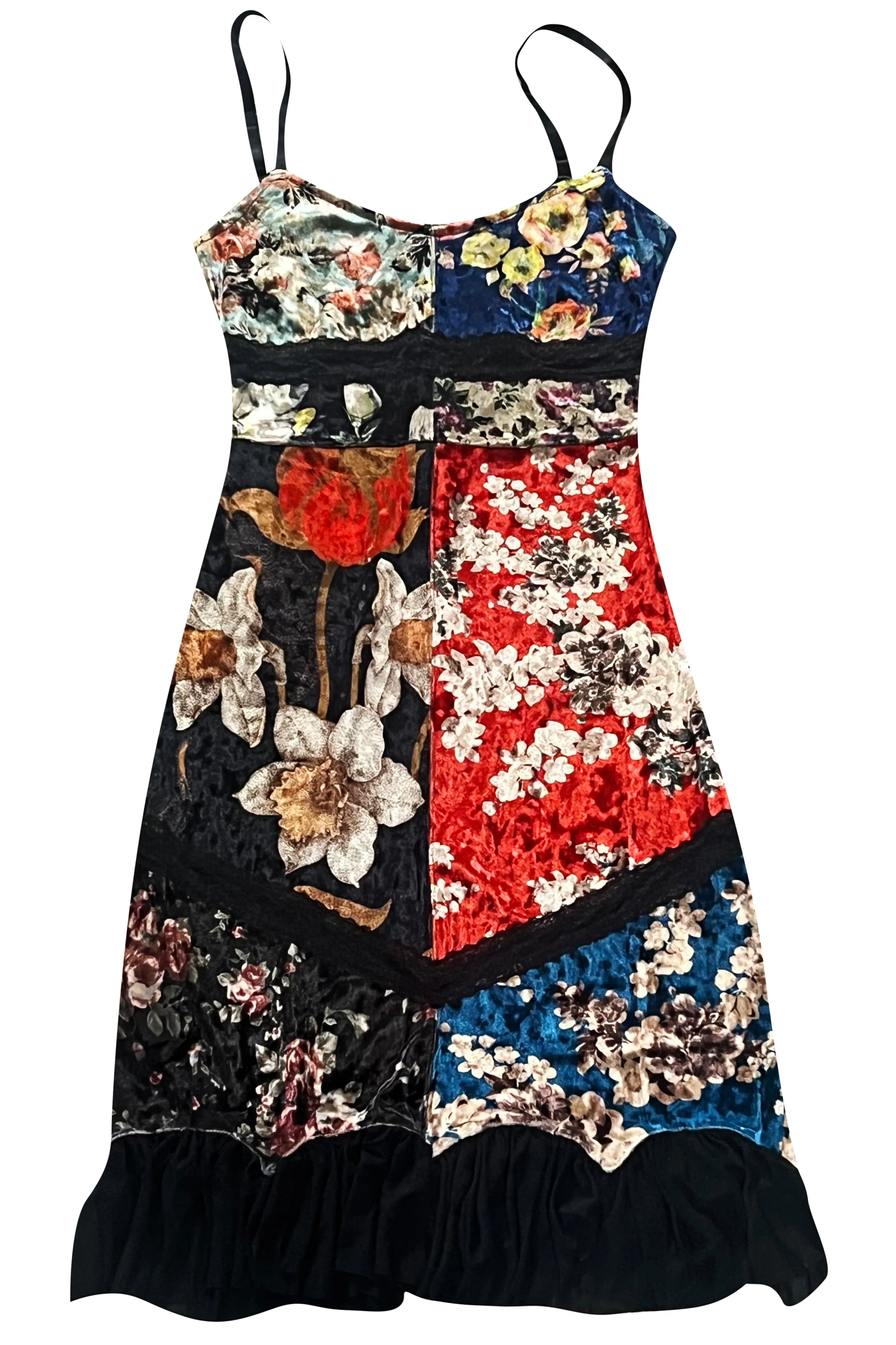 PRE-ORDER: Luci Patchwork Velvet Midi Dress sold by Tunnel Vision