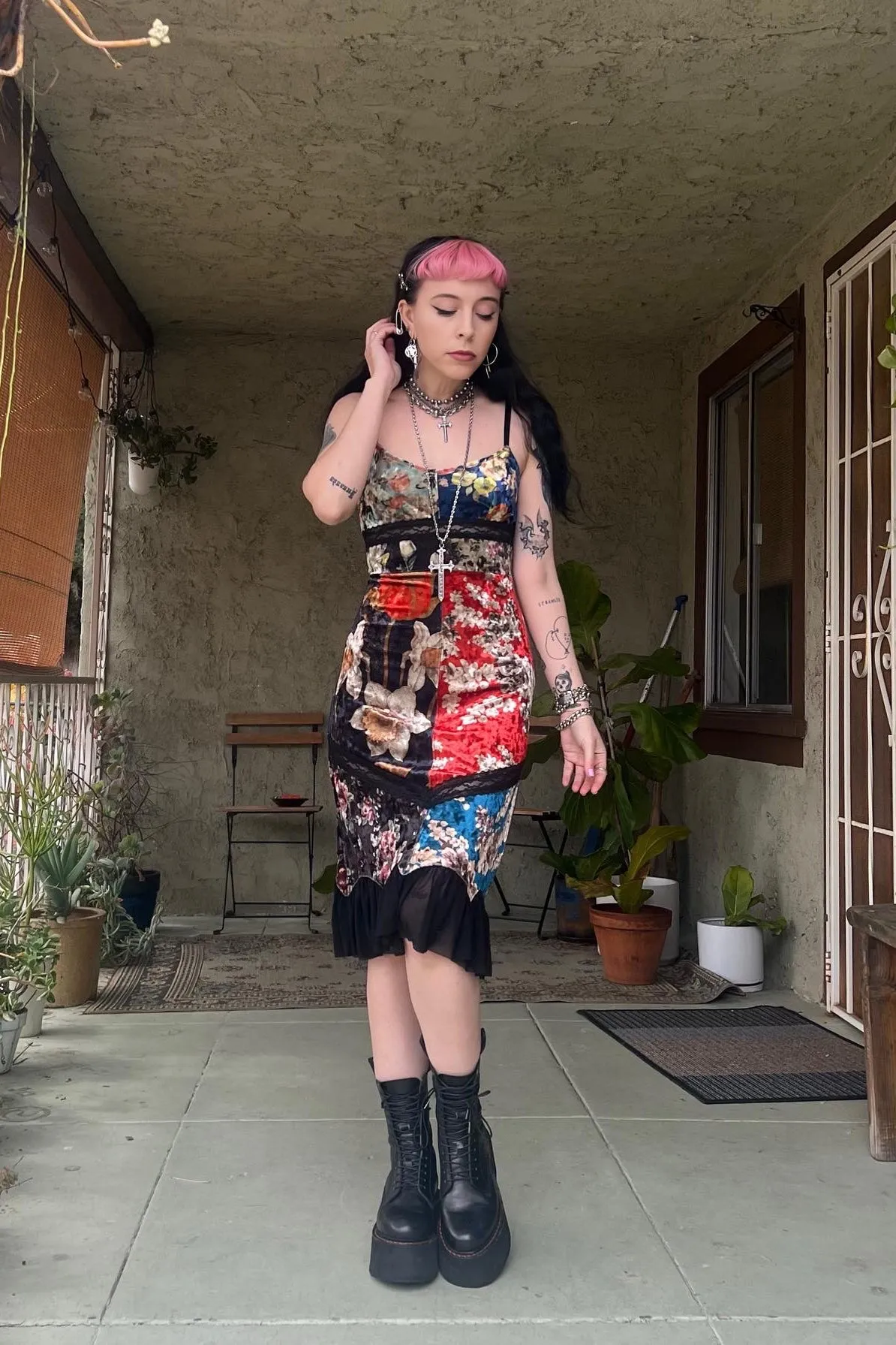 PRE-ORDER: Luci Patchwork Velvet Midi Dress sold by Tunnel Vision product image thumbnail 5