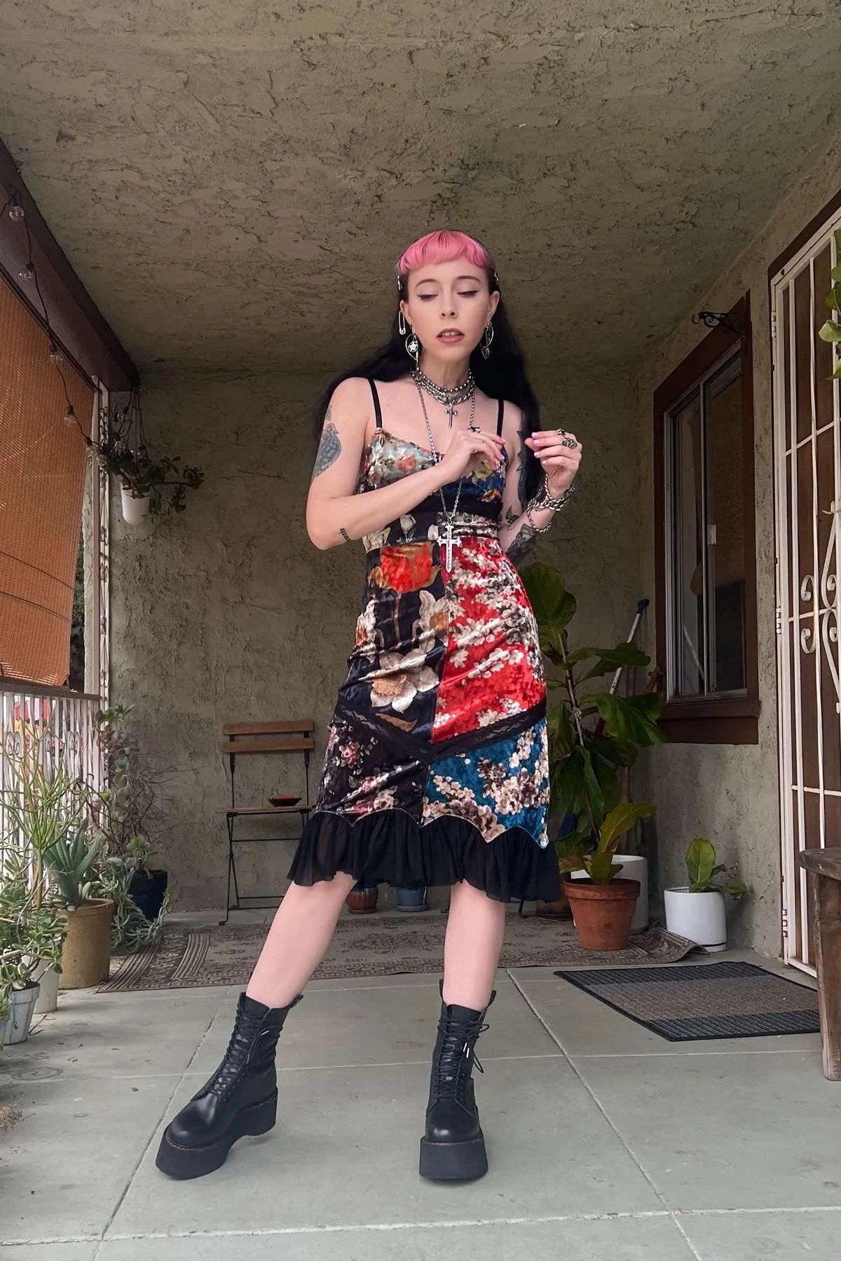 PRE-ORDER: Luci Patchwork Velvet Midi Dress sold by Tunnel Vision product image thumbnail 3