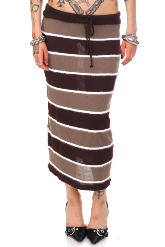 Vintage 90's Brown Stripe Knit Skirt - S/M/L sold by Tunnel Vision