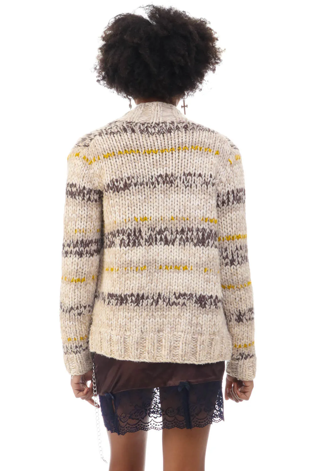 Vintage 90's Big Cable Knit Merino Wool Open Cardigan - S/M sold by Tunnel Vision product image thumbnail 5