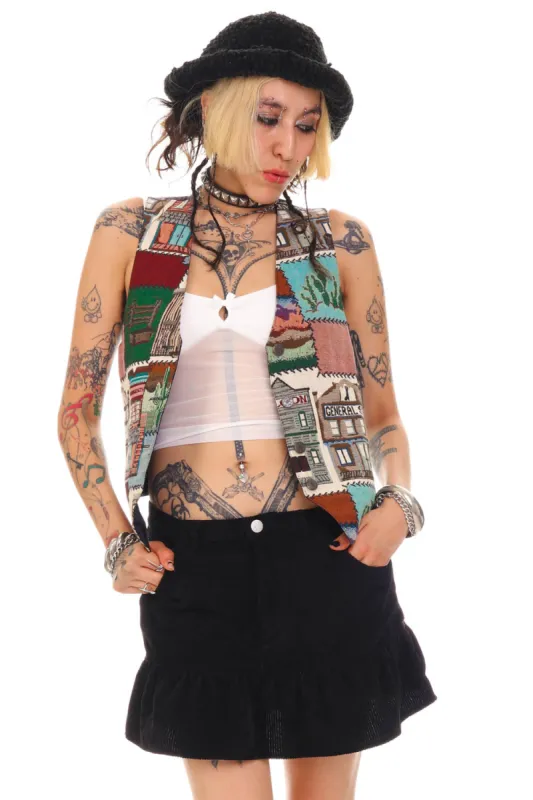 Vintage 90's Stores Patchwork Vest - S/M sold by Tunnel Vision