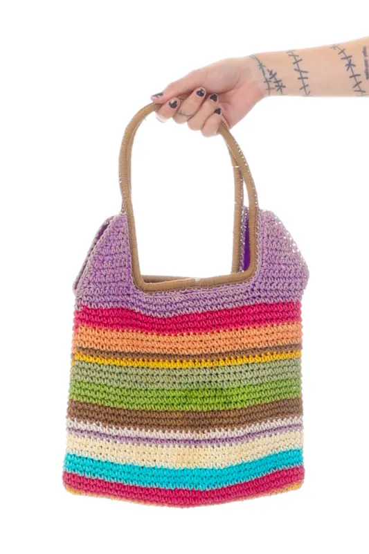 Vintage Rainbow Stripe Woven Bag sold by Tunnel Vision