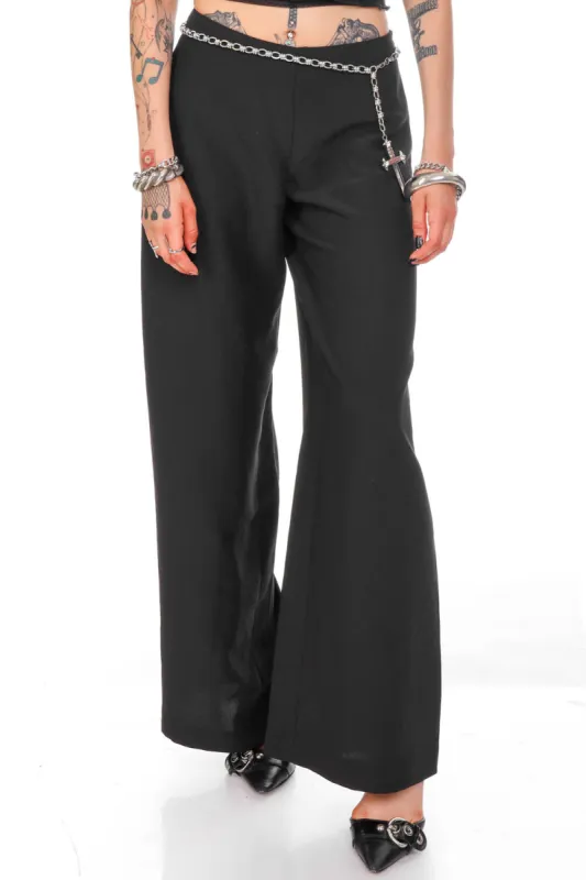 Vintage Y2K Classic Black Wide Leg Pants - M sold by Tunnel Vision