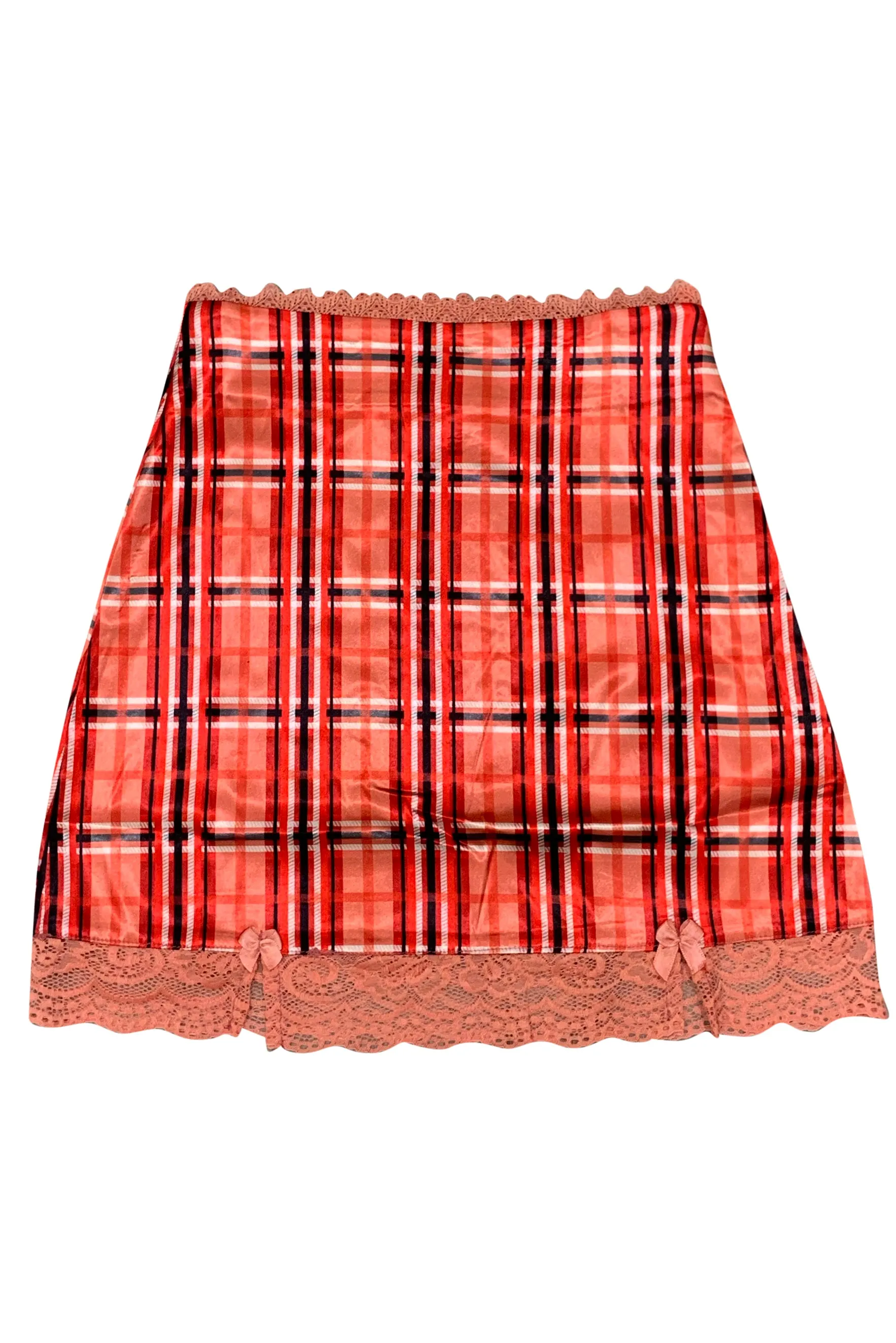 Kiki Plaid Lace-Trim Mini Skirt sold by Tunnel Vision