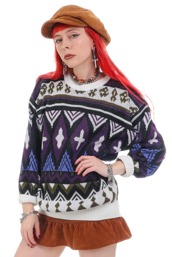 Vintage 90's Vibrant Stripe Pattern Grandpa Sweater - OSFM sold by Tunnel Vision product image thumbnail 5
