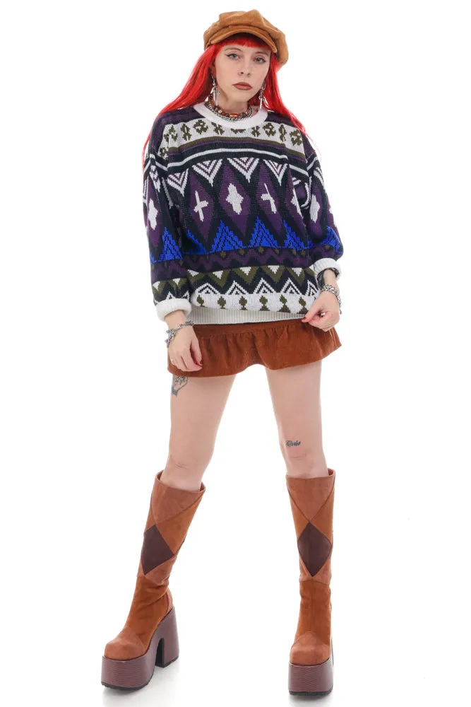 Vintage 90's Vibrant Stripe Pattern Grandpa Sweater - OSFM sold by Tunnel Vision product image thumbnail 2