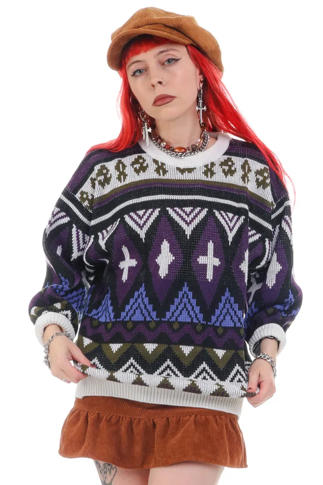 Vintage 90's Vibrant Stripe Pattern Grandpa Sweater - OSFM sold by Tunnel Vision product image thumbnail 3