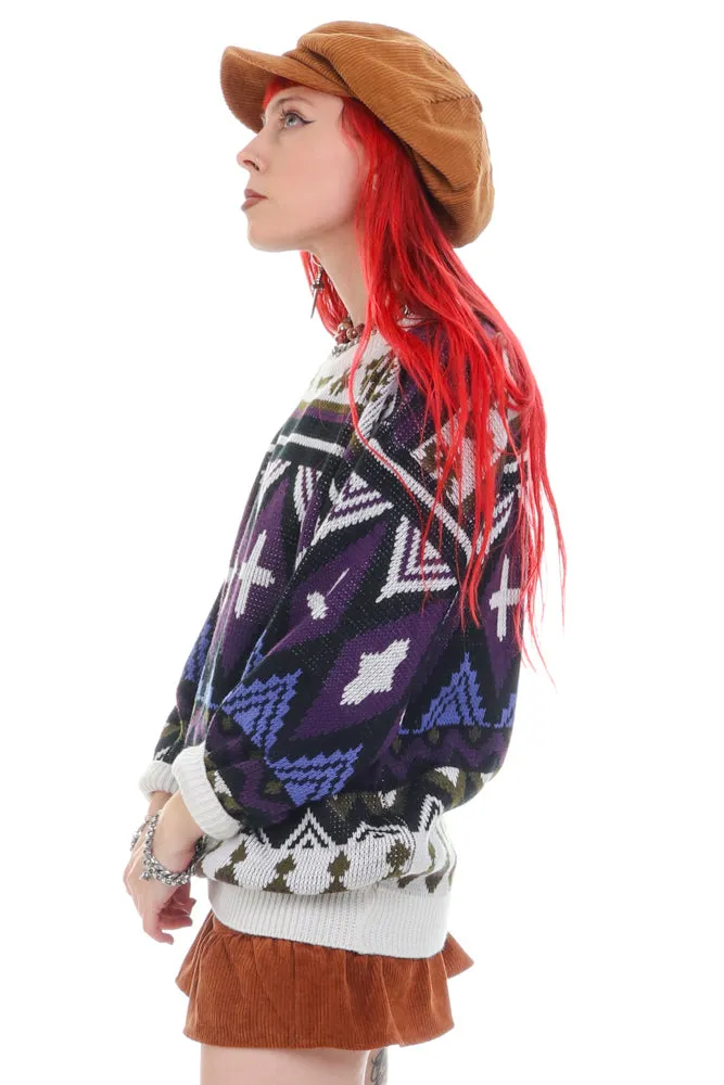 Vintage 90's Vibrant Stripe Pattern Grandpa Sweater - OSFM sold by Tunnel Vision product image thumbnail 4