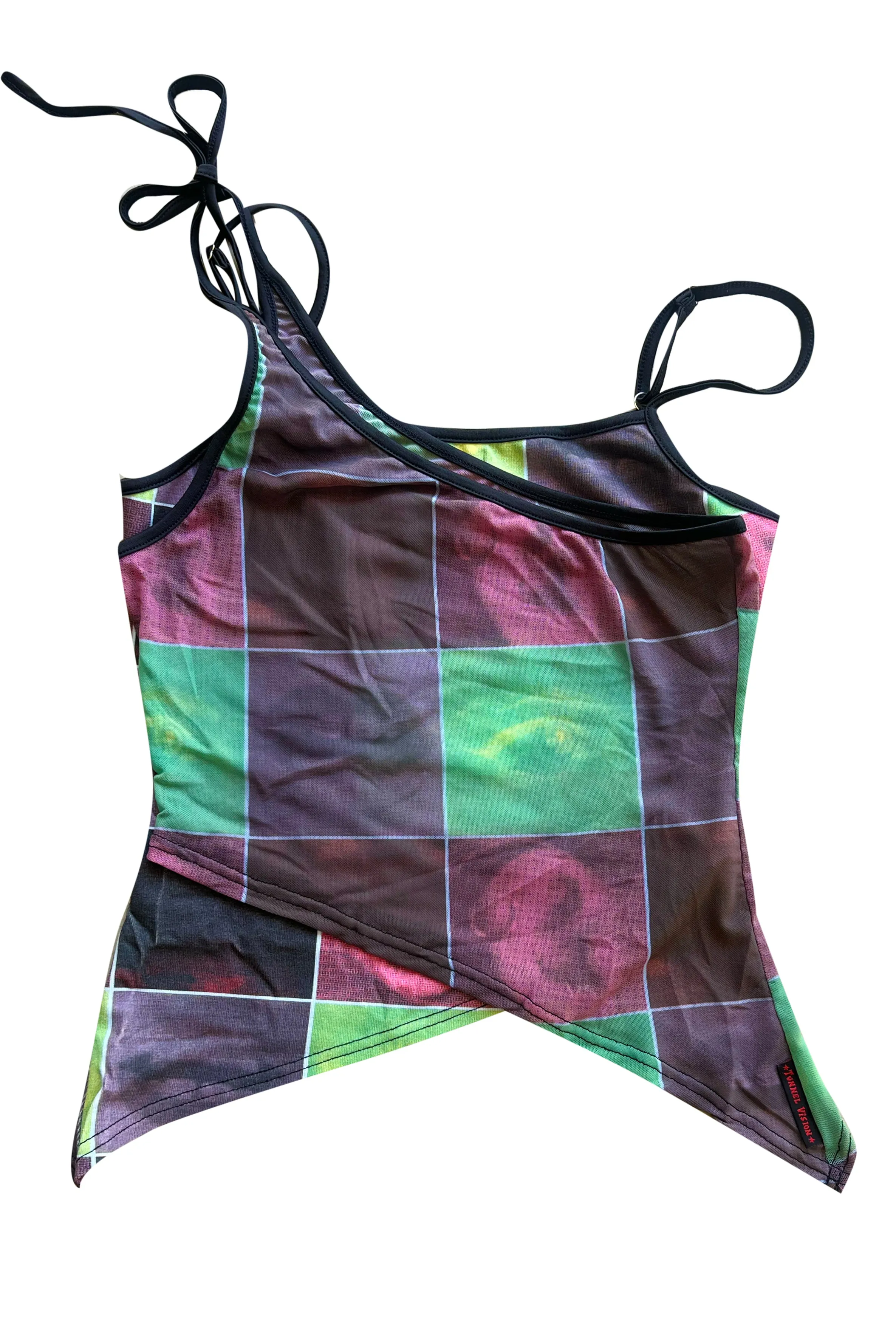 Disco Grid Print Criss-Cross Layer Top sold by Tunnel Vision