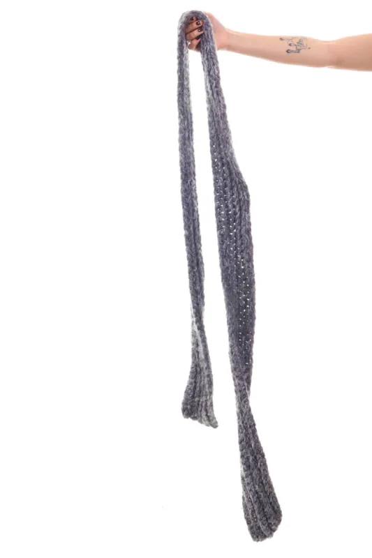 Vintage Y2K Soft Grey Cable Knit Scarf sold by Tunnel Vision