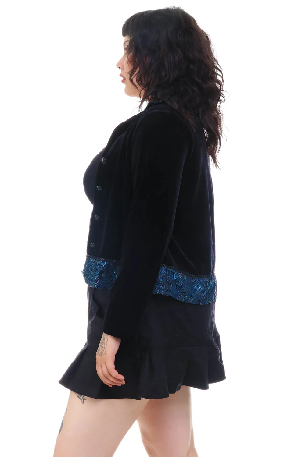 Vintage 90's Velvet Paisley Trim Long-Sleeve Button Up - L/XL sold by Tunnel Vision product image thumbnail 4