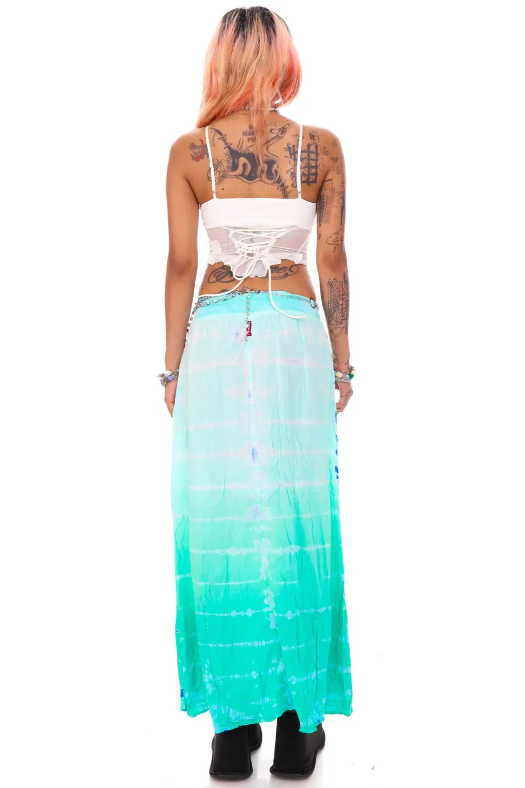 Vintage Y2K Mermaid Blue Tie-Dye Maxi Skirt - S/M sold by Tunnel Vision product image thumbnail 5