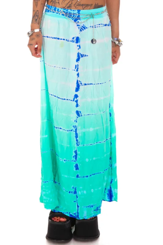 Vintage Y2K Mermaid Blue Tie-Dye Maxi Skirt - S/M sold by Tunnel Vision