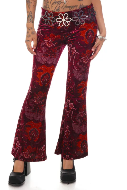 Not-Quite-Vintage Velvet Burnt Floral Flare Pants - XS/S sold by Tunnel Vision