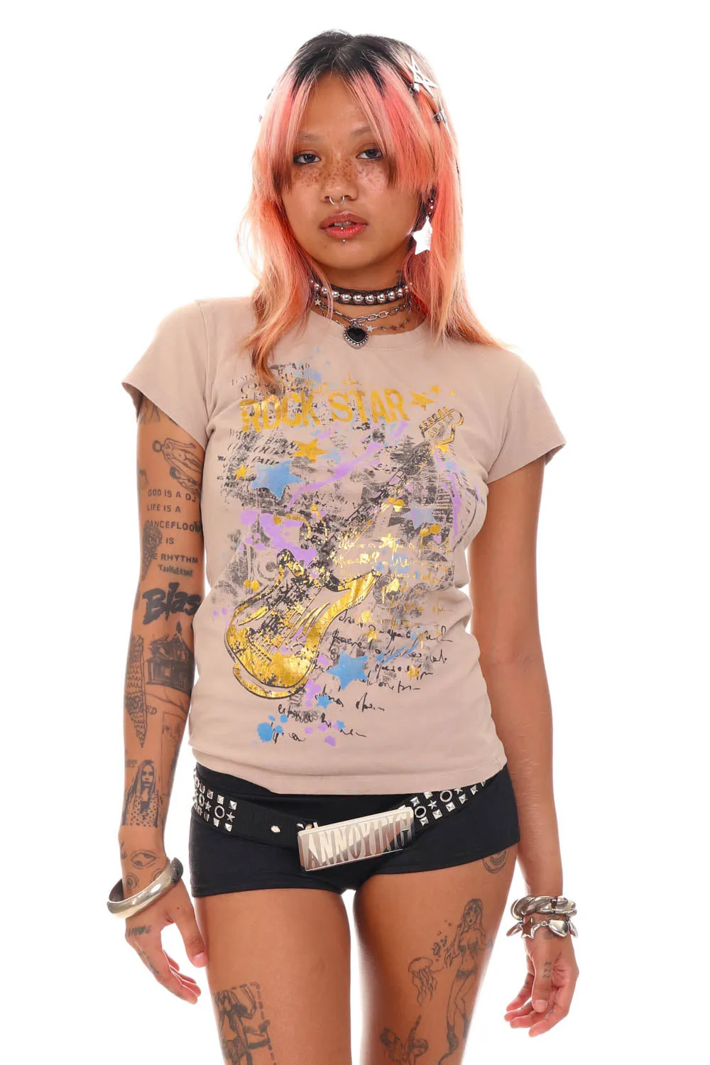 Vintage Y2K Maximalist Rockstar Graphic T-Shirt - XS/S sold by Tunnel Vision product image thumbnail 4