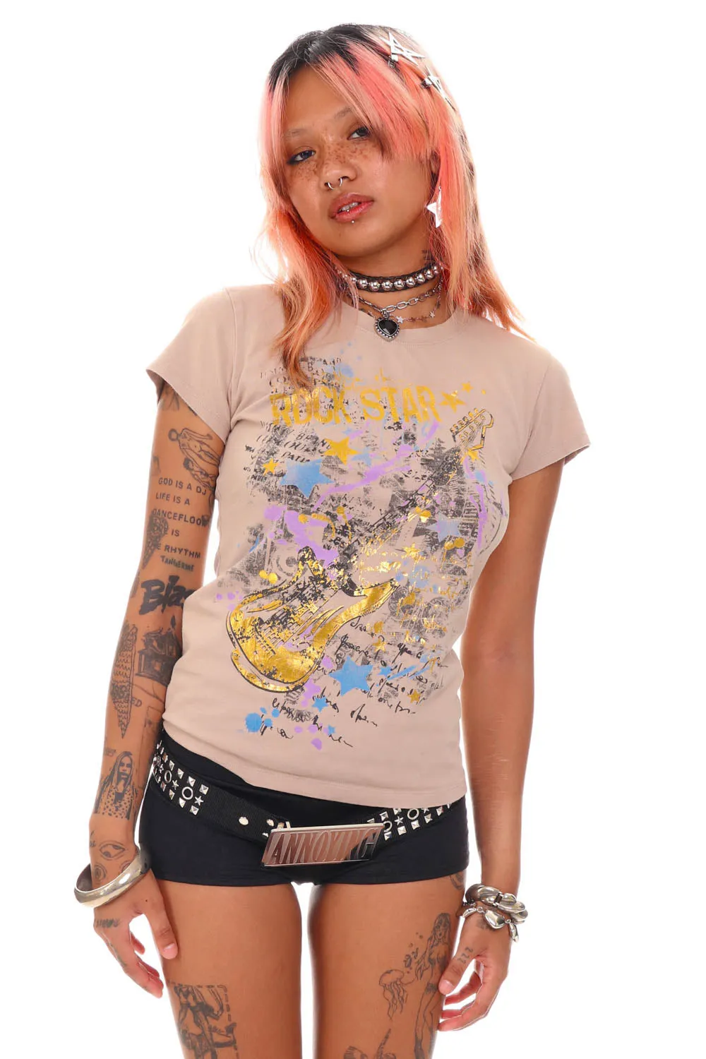 Vintage Y2K Maximalist Rockstar Graphic T-Shirt - XS/S sold by Tunnel Vision product image thumbnail 3