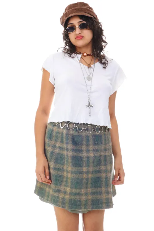 Vintage 90's Cloudy Grey Plaid Wool Skirt - M/L sold by Tunnel Vision