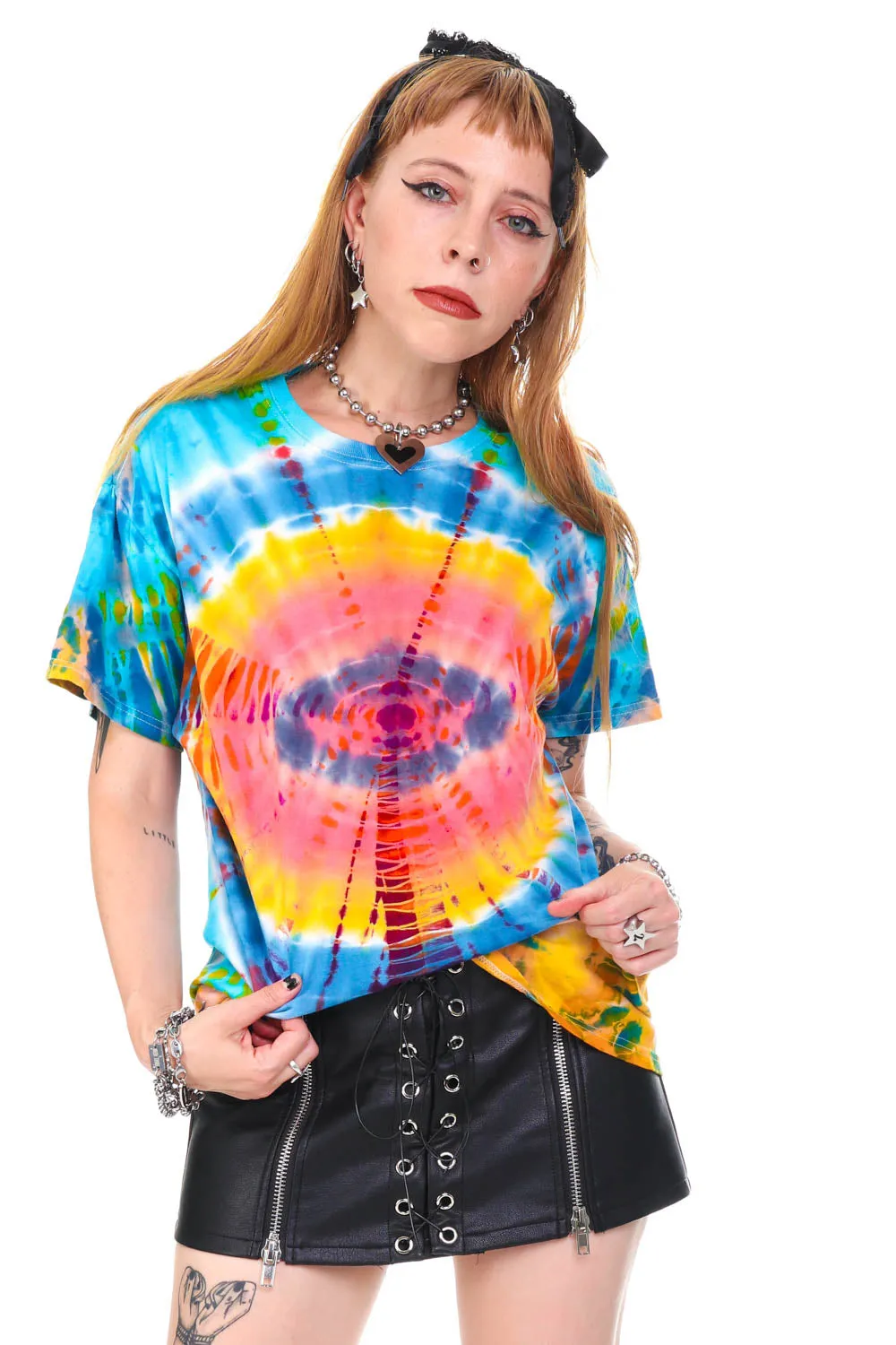 Vintage Y2K Rainbow Tie-Dye T-shirt - OSFM sold by Tunnel Vision product image thumbnail 3