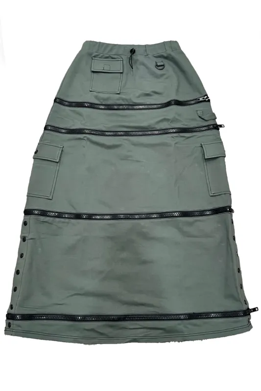 TUNNEL VISION SECONDHAND (GRADE A) Olive Carmen 5-in-1 Convertible Cargo Skirt sold by Tunnel Vision